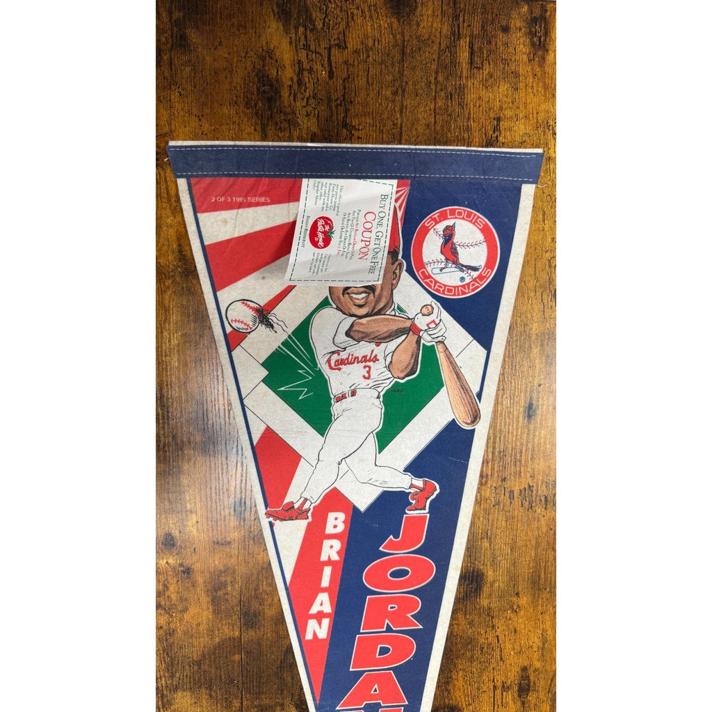 Vintage 1995 St. Louis Cardinals Brian Jordan pennant The Pasta House Co.