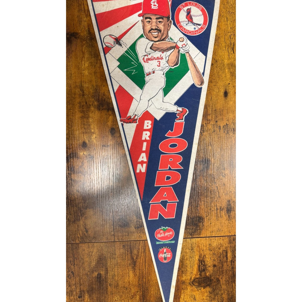 Vintage 1995 St. Louis Cardinals Brian Jordan pennant The Pasta House Co.