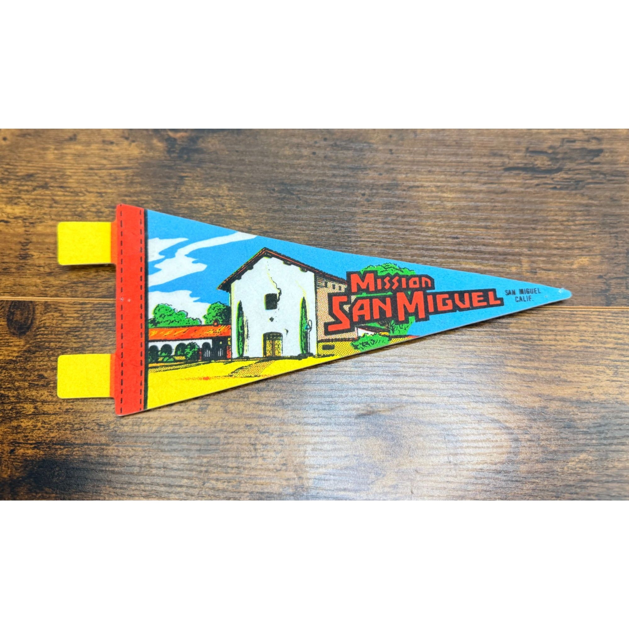 Vintage Mission San Miguel Souvenir Felt Pennant Mini Collectible 8.5 inches