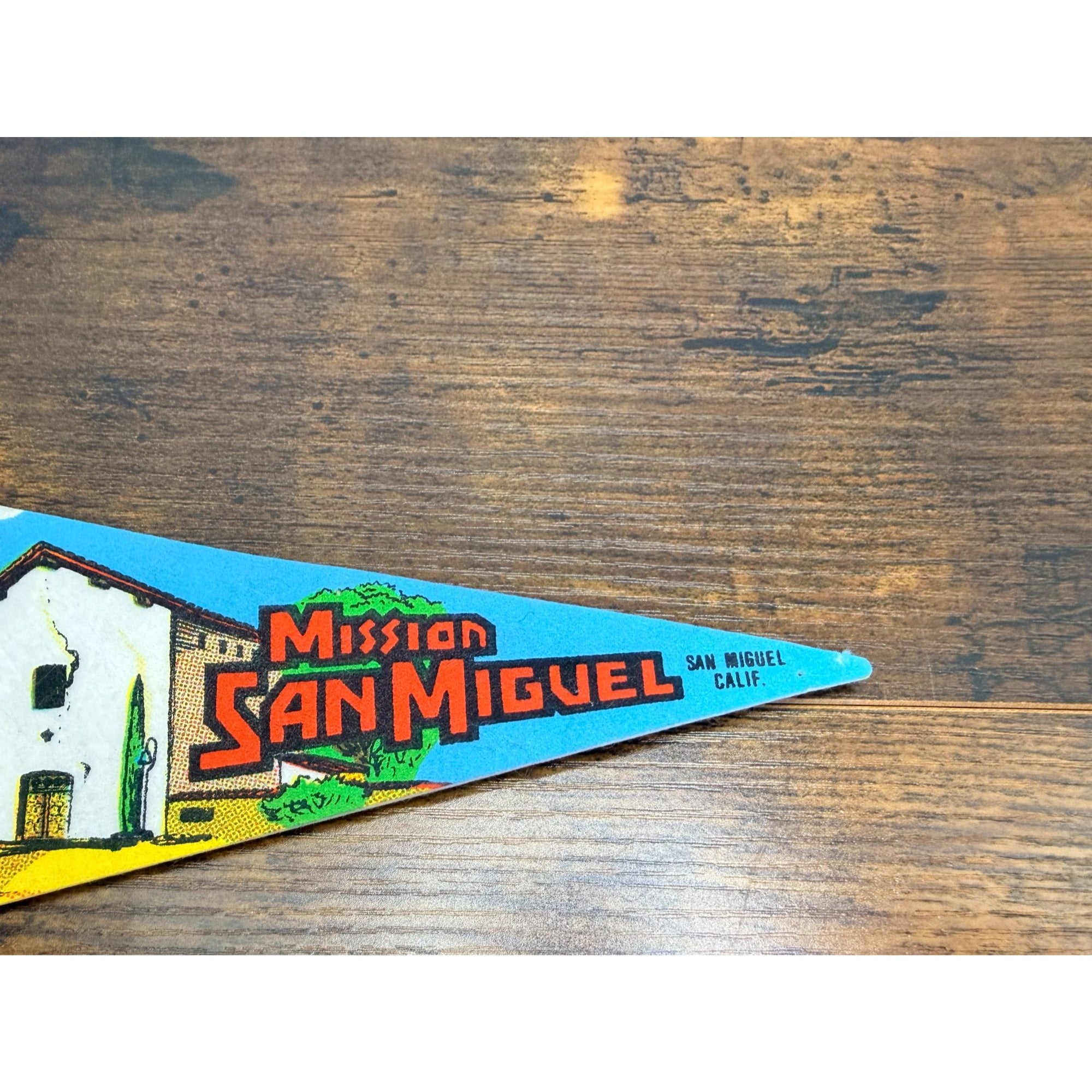 Vintage Mission San Miguel Souvenir Felt Pennant Mini Collectible 8.5 inches