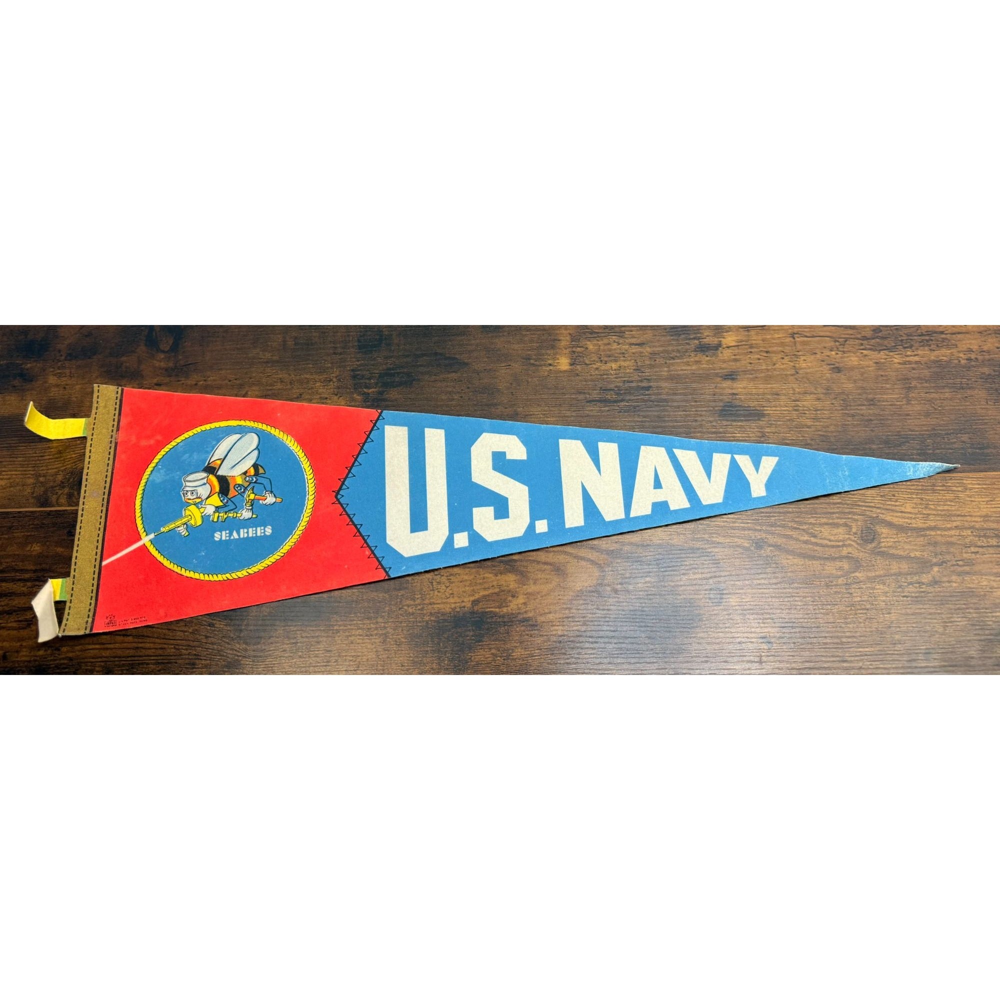 Vintage U.S. Navy Seabees Felt Pennant  Military Memorabilia