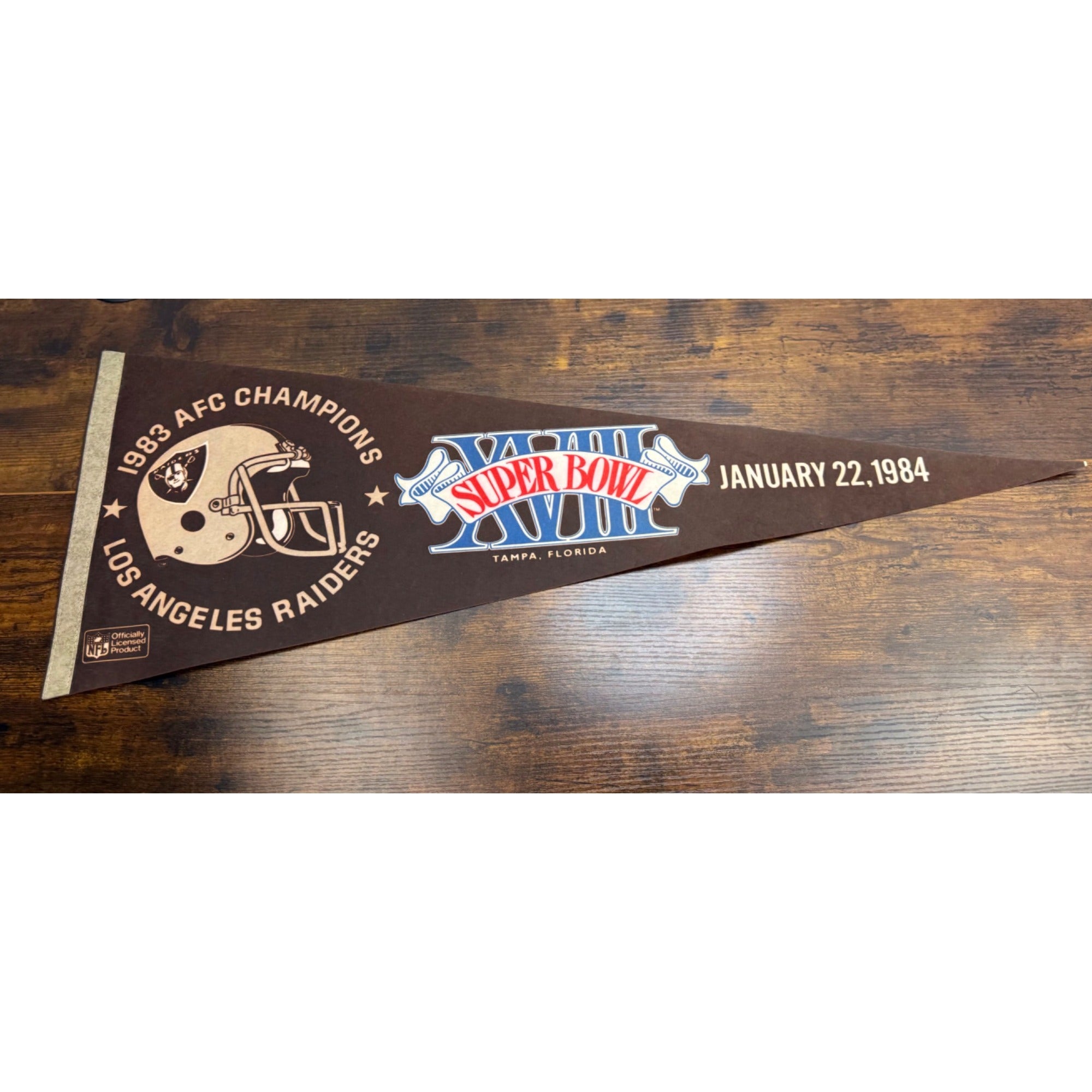 1984 Los Angeles Raiders Super Bowl XVIII Champions Pennant Vintage NFL 30 inches