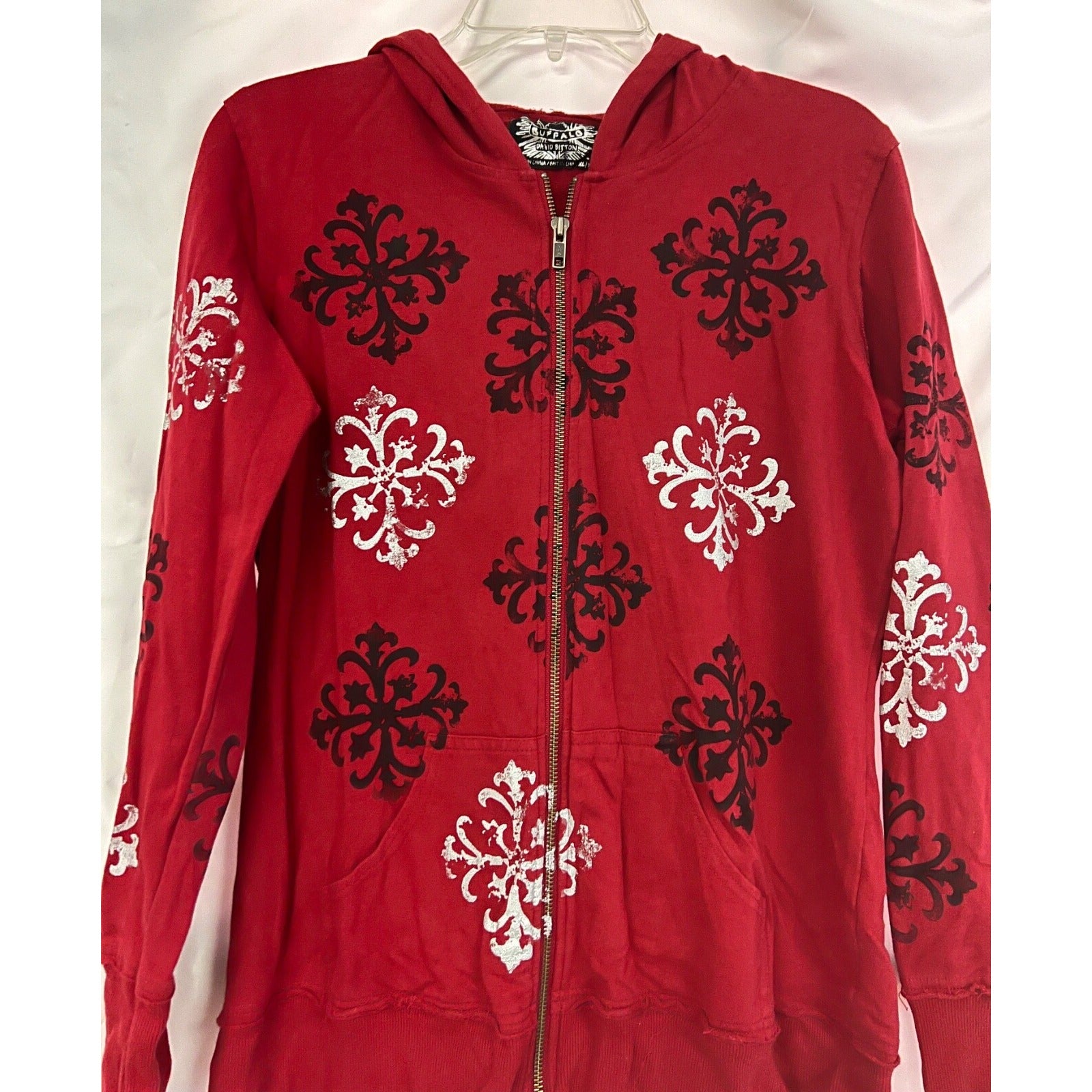 Women's Buffalo by David Bitton red long sleeve zip up hoodie size XL