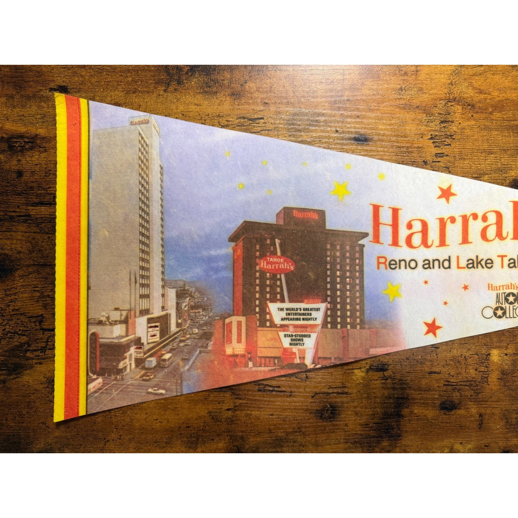 Vintage Harrah's Reno and Lake Tahoe Automobile Collection pennant