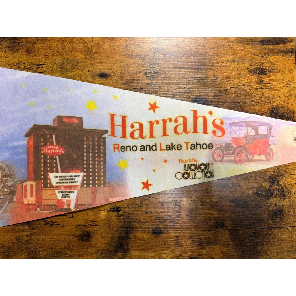 Vintage Harrah's Reno and Lake Tahoe Automobile Collection pennant