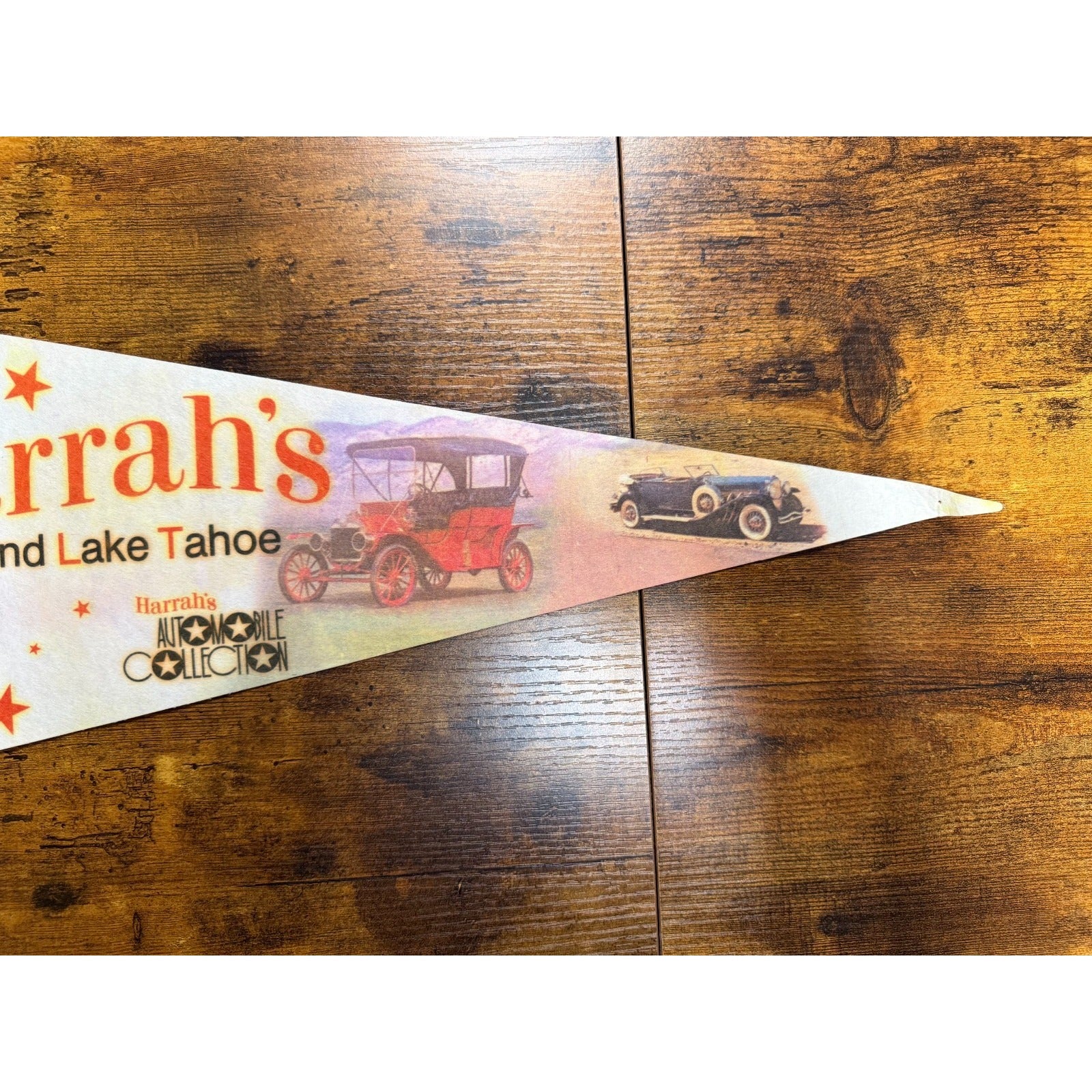 Vintage Harrah's Reno and Lake Tahoe Automobile Collection pennant