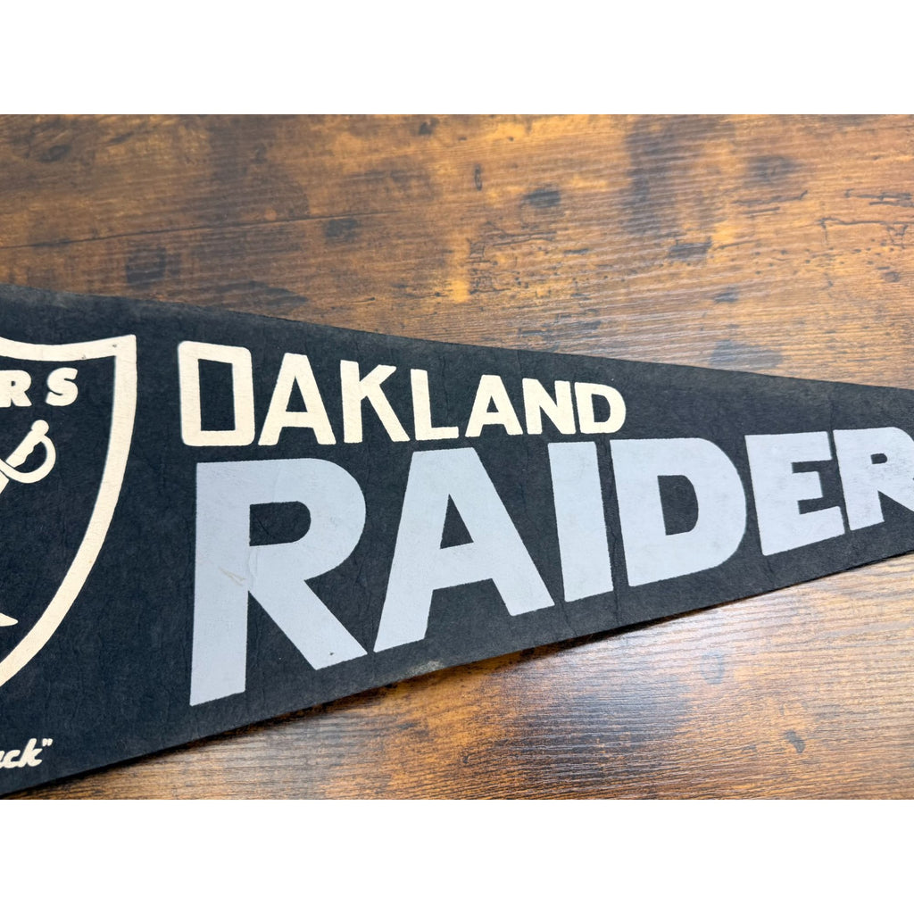 Vintage Oakland Raiders NFL Pennant With Logo & "The Silver & Black" Damaged