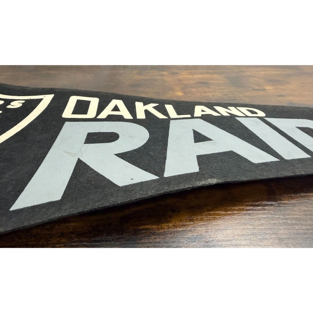 Vintage Oakland Raiders NFL Pennant With Logo & "The Silver & Black" Damaged