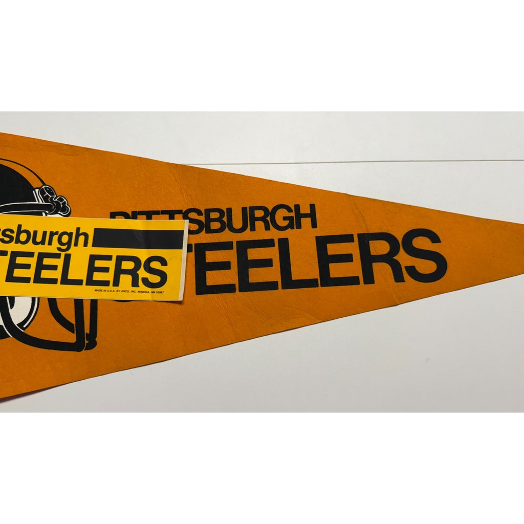 Vintage NFL Pro Pak Pittsburgh Steelers pennant, pin, and bumper sticker RARE