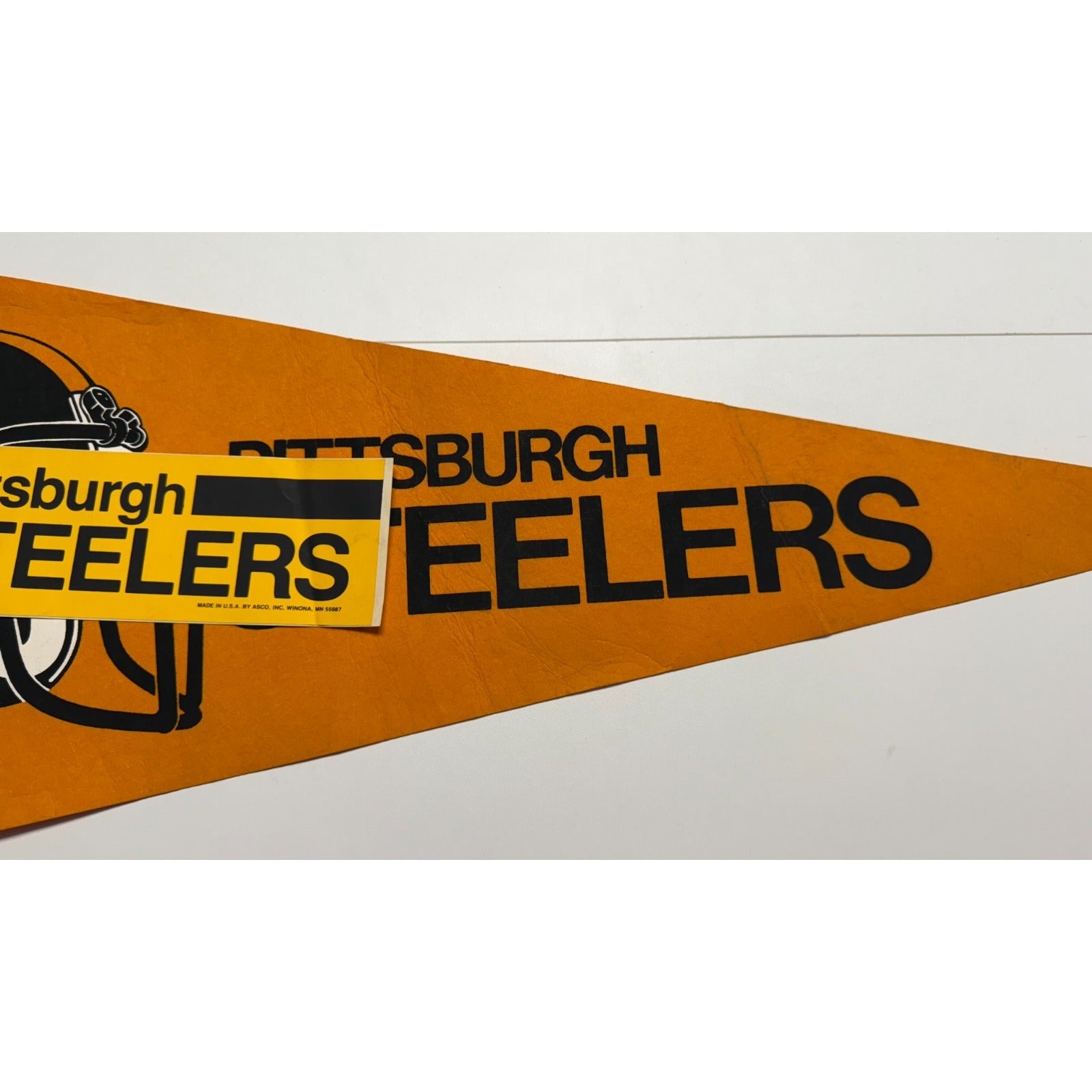 Vintage NFL Pro Pak Pittsburgh Steelers pennant, pin, and bumper sticker RARE