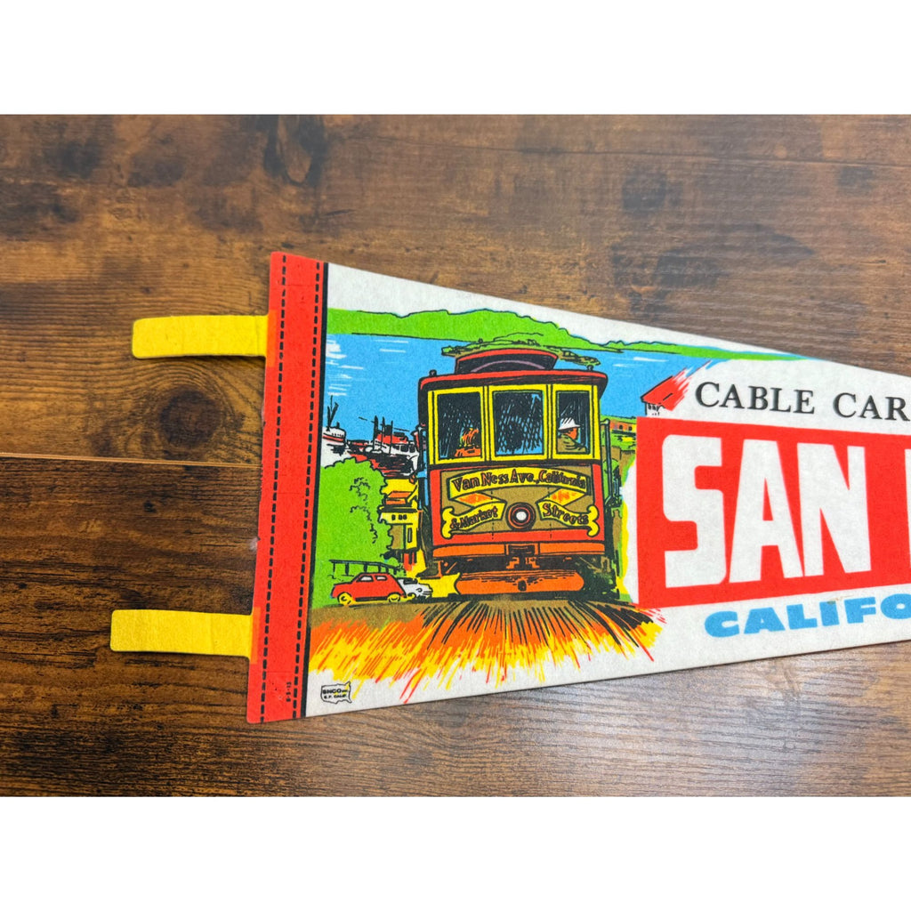 Vintage San Francisco Cable Car Felt Pennant California Souvenir