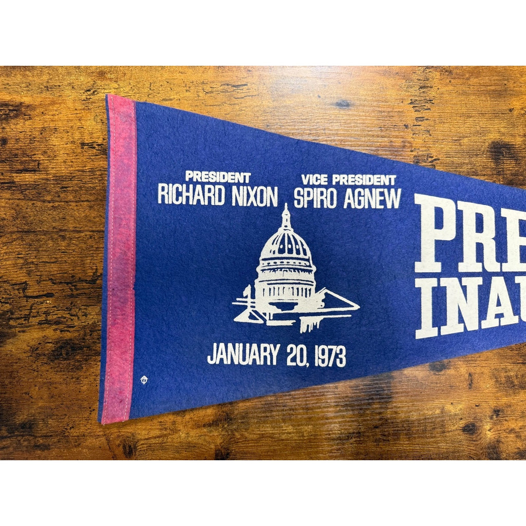 Vintage 1973 Presidental Inauguration Pennant Richard Nixon and Spiro Agnew 29"