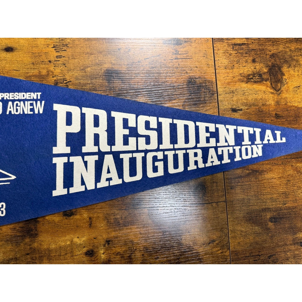 Vintage 1973 Presidental Inauguration Pennant Richard Nixon and Spiro Agnew 29"