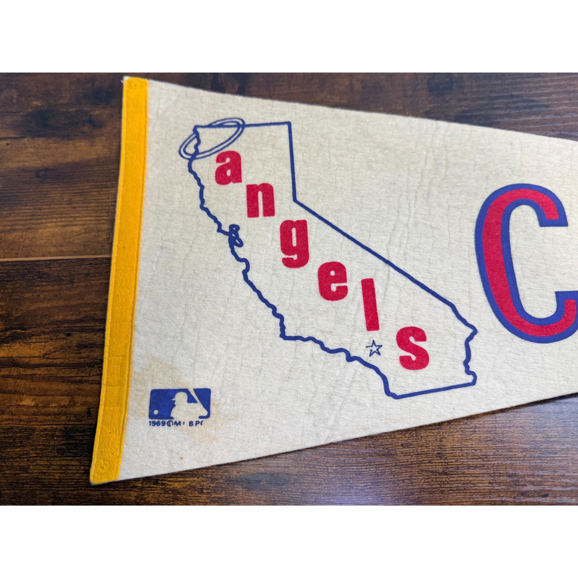 Vintage 1969 California Angels MLB Felt Pennant With California Map Design