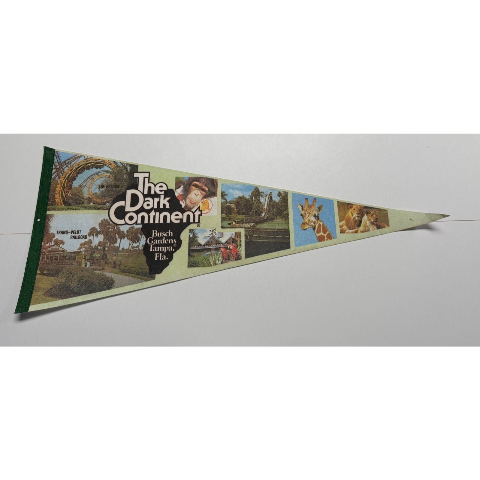 Vintage 1980s The Dark Continent Busch Gardens Tampa Florida Full Size Pennant