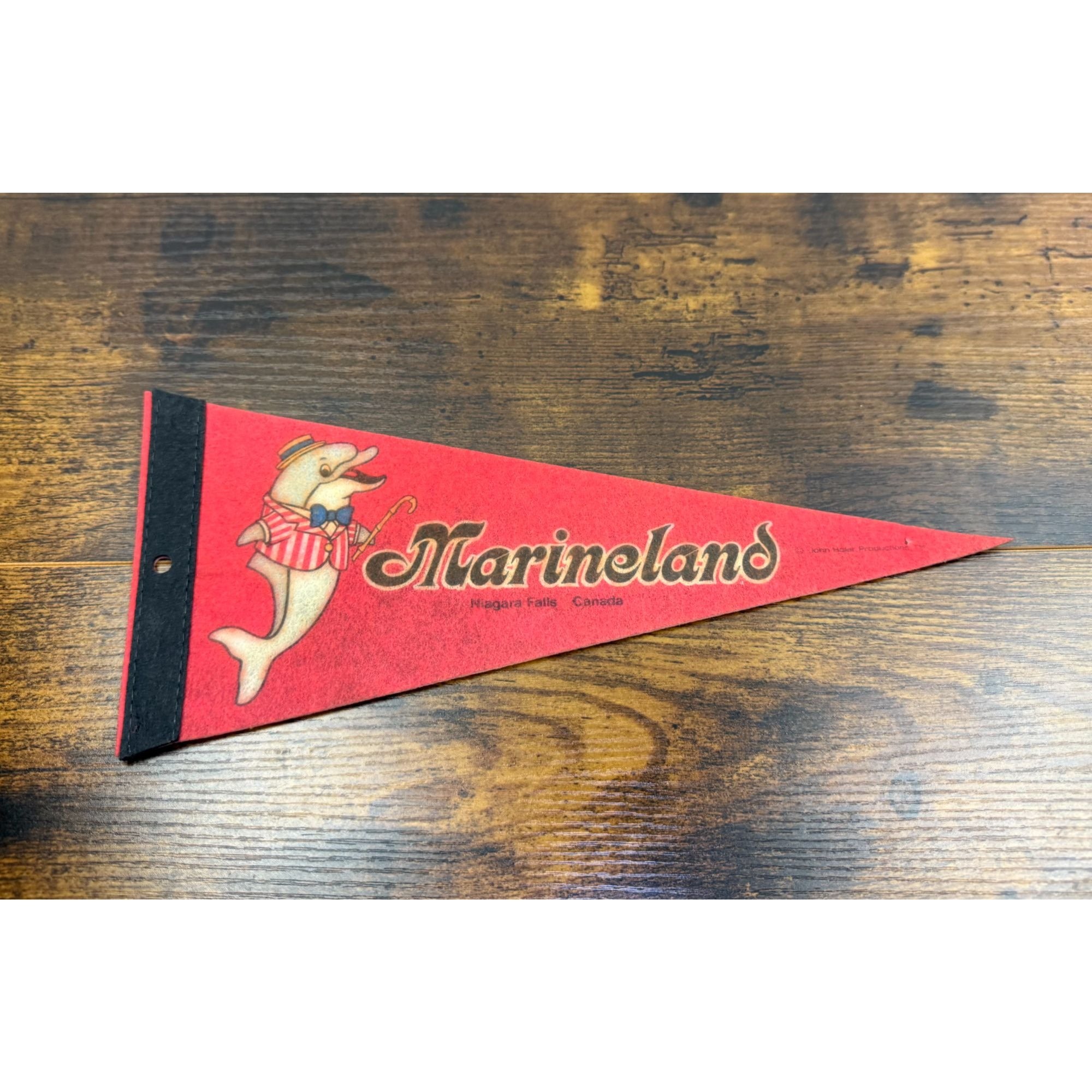 Vintage Marineland Pennant Niagara Falls Canada Dolphin Felt Banner 11.5 inches