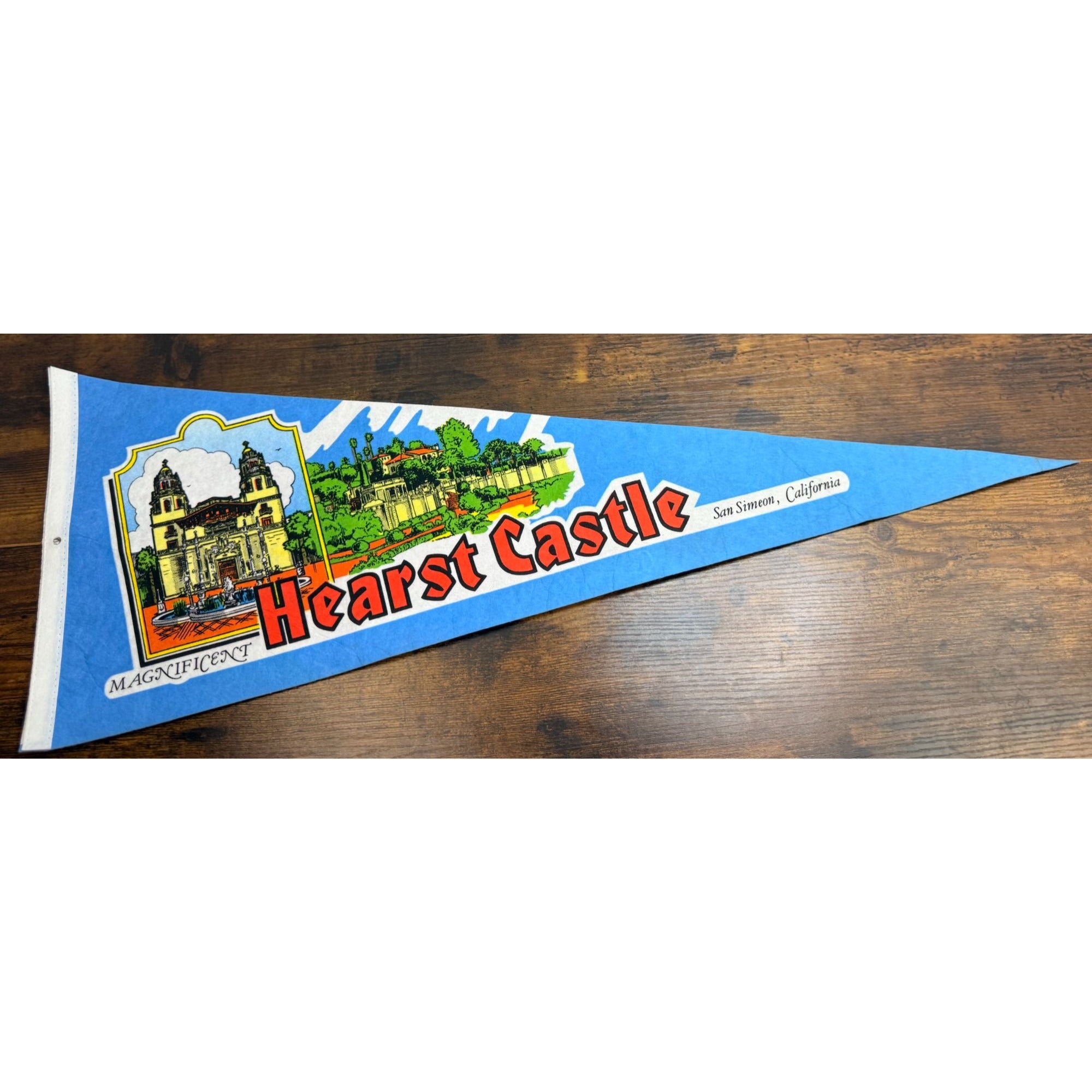 Vintage Hearst Castle Pennant San Simeon California Souvenir Blue Felt