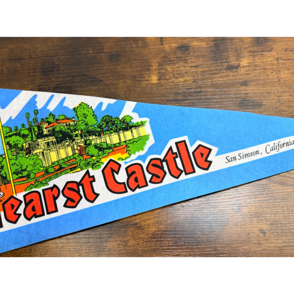 Vintage Hearst Castle Pennant San Simeon California Souvenir Blue Felt