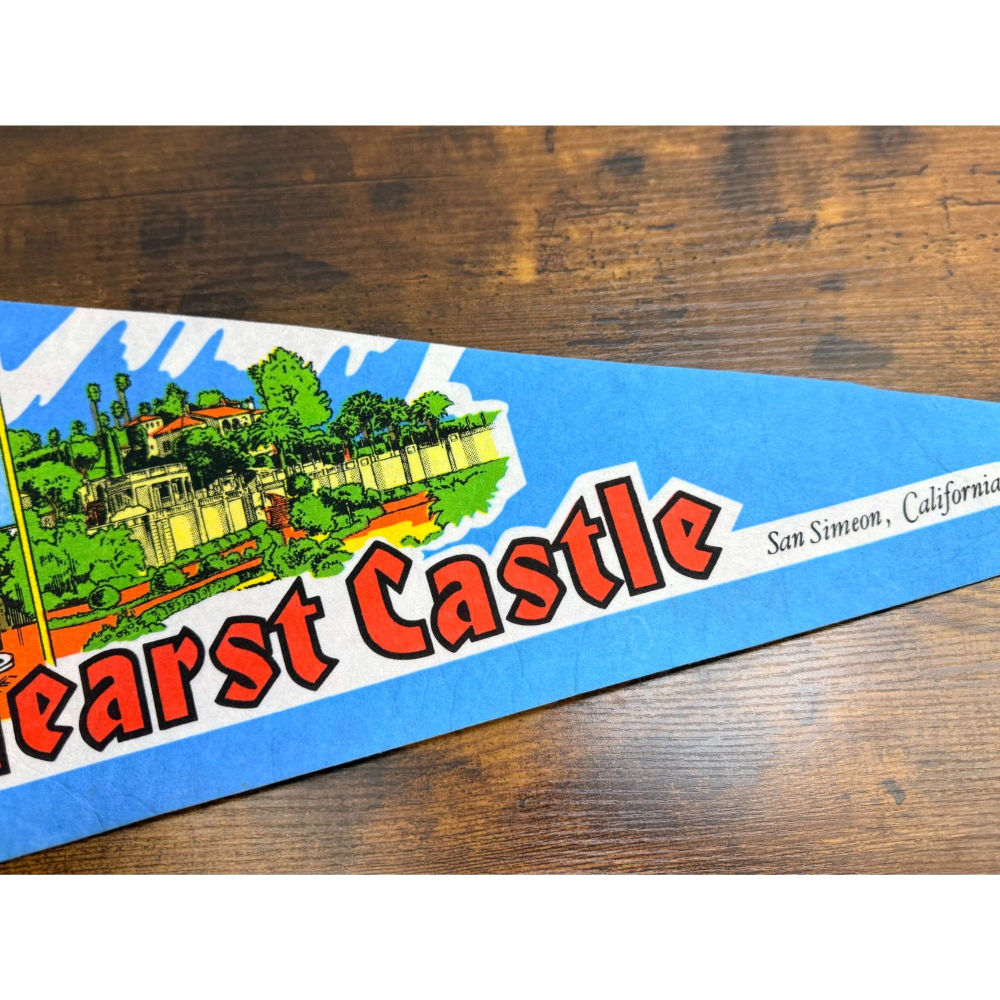 Vintage Hearst Castle Pennant San Simeon California Souvenir Blue Felt