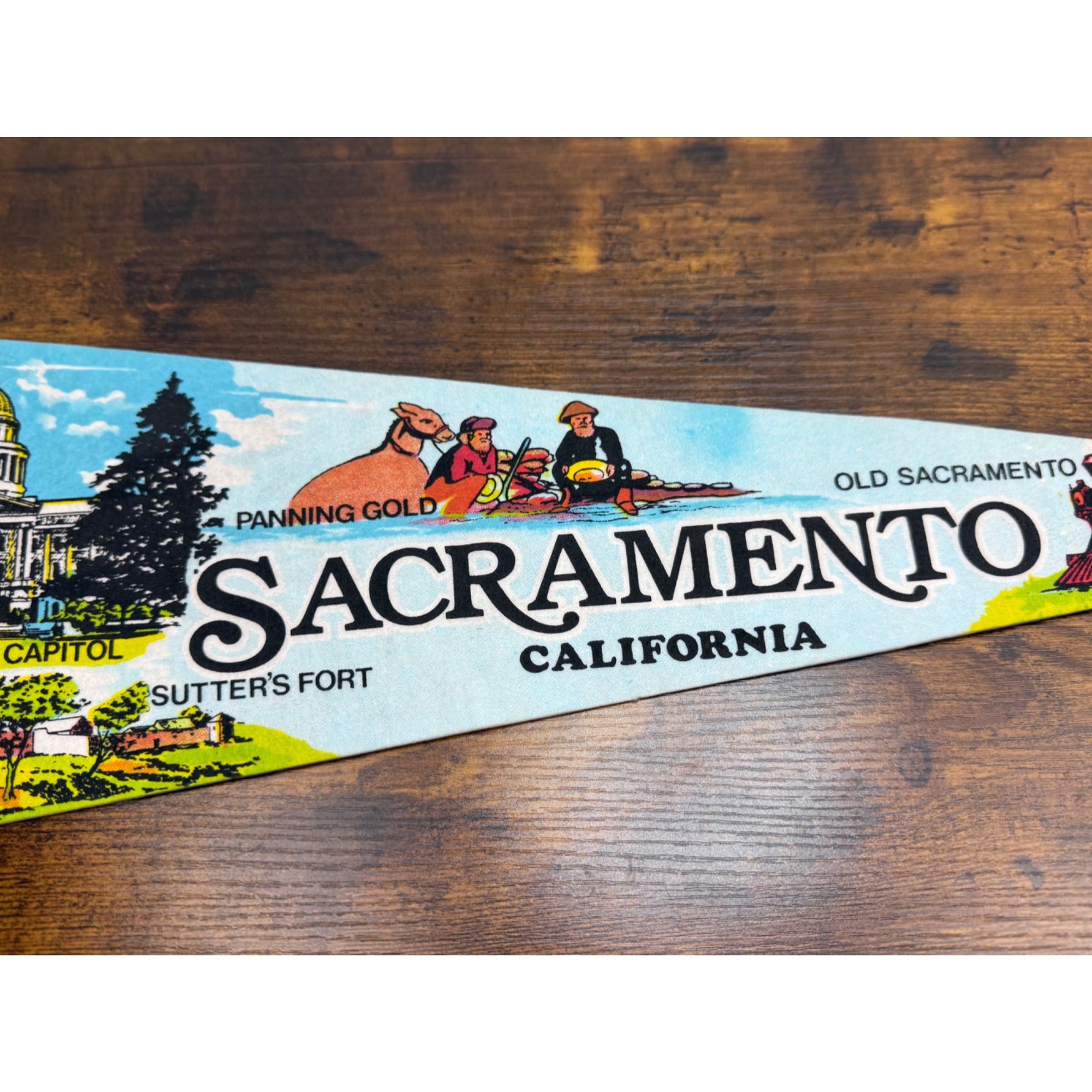 Vintage Sacramento California Felt Pennant Landmarks & State Capitol 25.5 inches