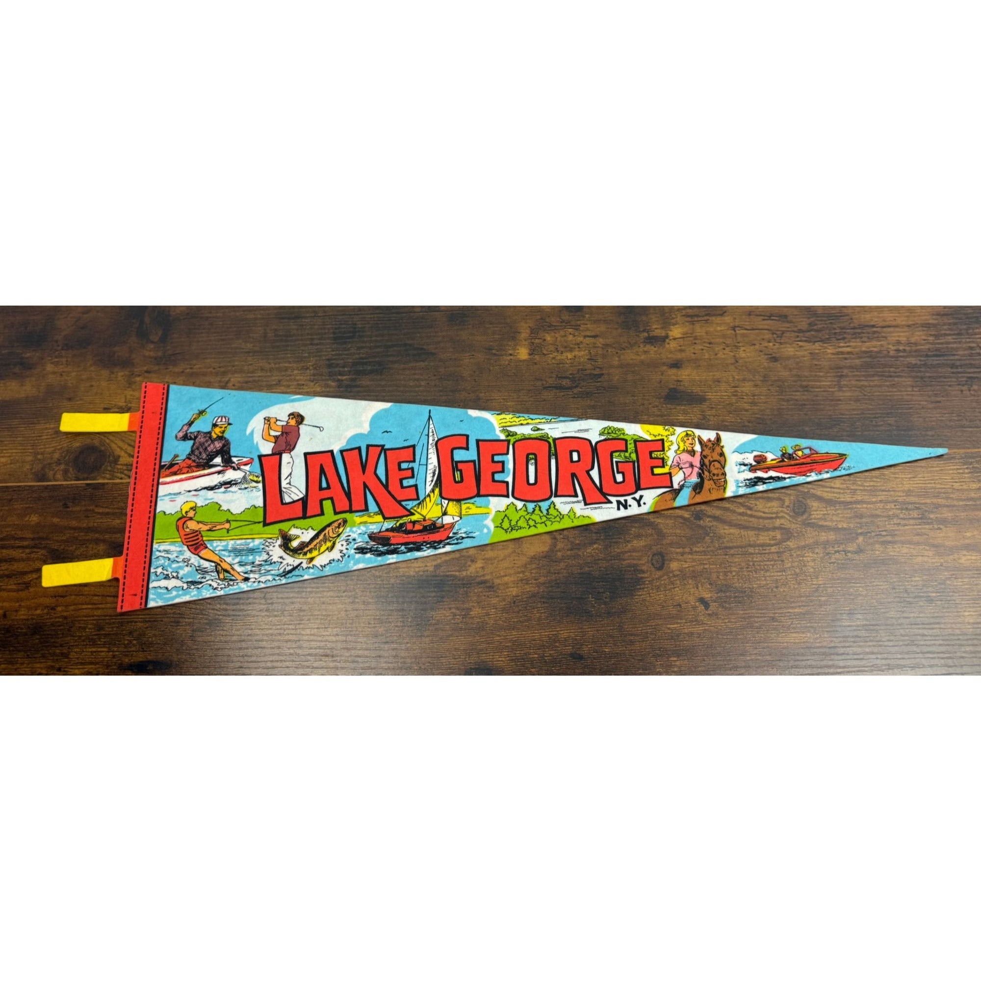Vintage Lake George NY Vintage Felt Pennant 25 inches