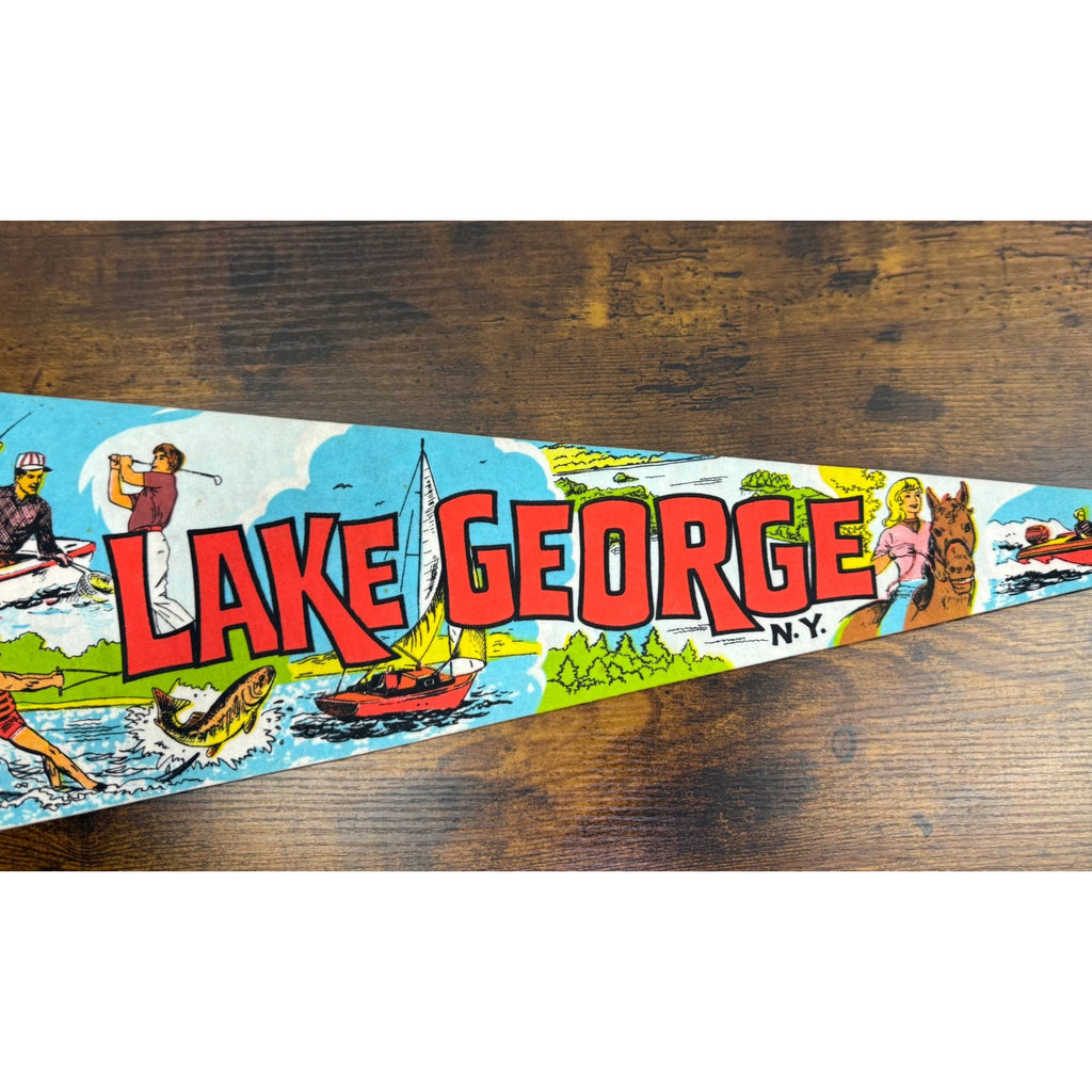 Vintage Lake George NY Vintage Felt Pennant 25 inches