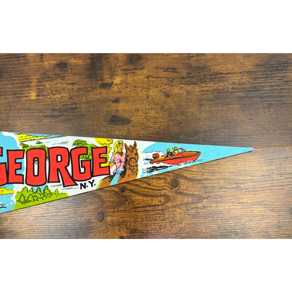 Vintage Lake George NY Vintage Felt Pennant 25 inches