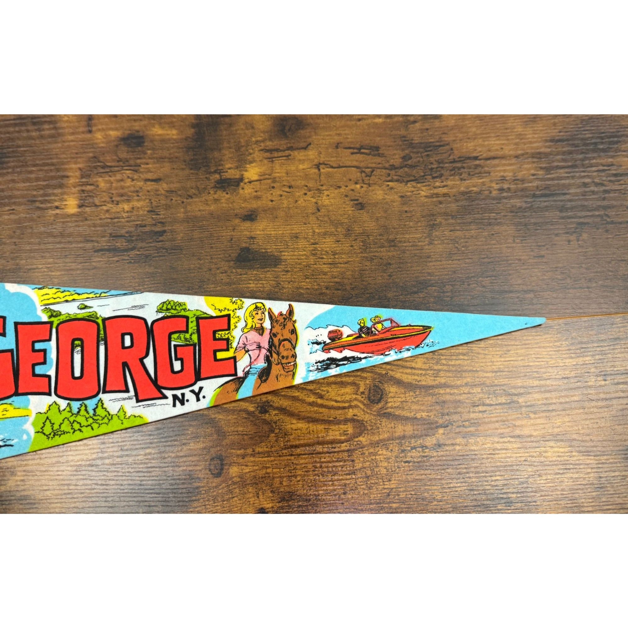 Vintage Lake George NY Vintage Felt Pennant 25 inches