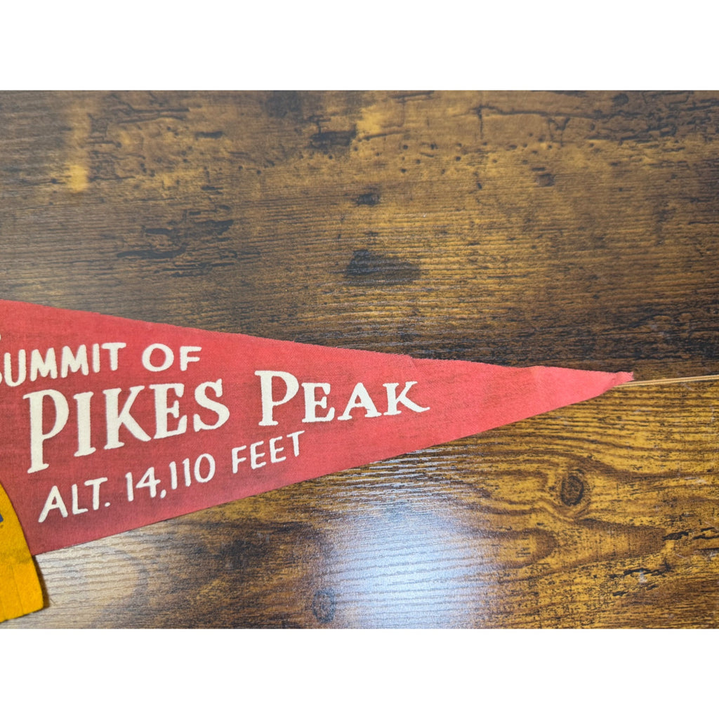 Vintage 1964 Pikes Peak Summit Felt Pennant With Cog Railway Design
