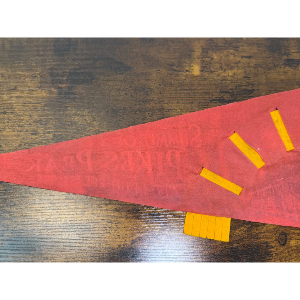 Vintage 1964 Pikes Peak Summit Felt Pennant With Cog Railway Design