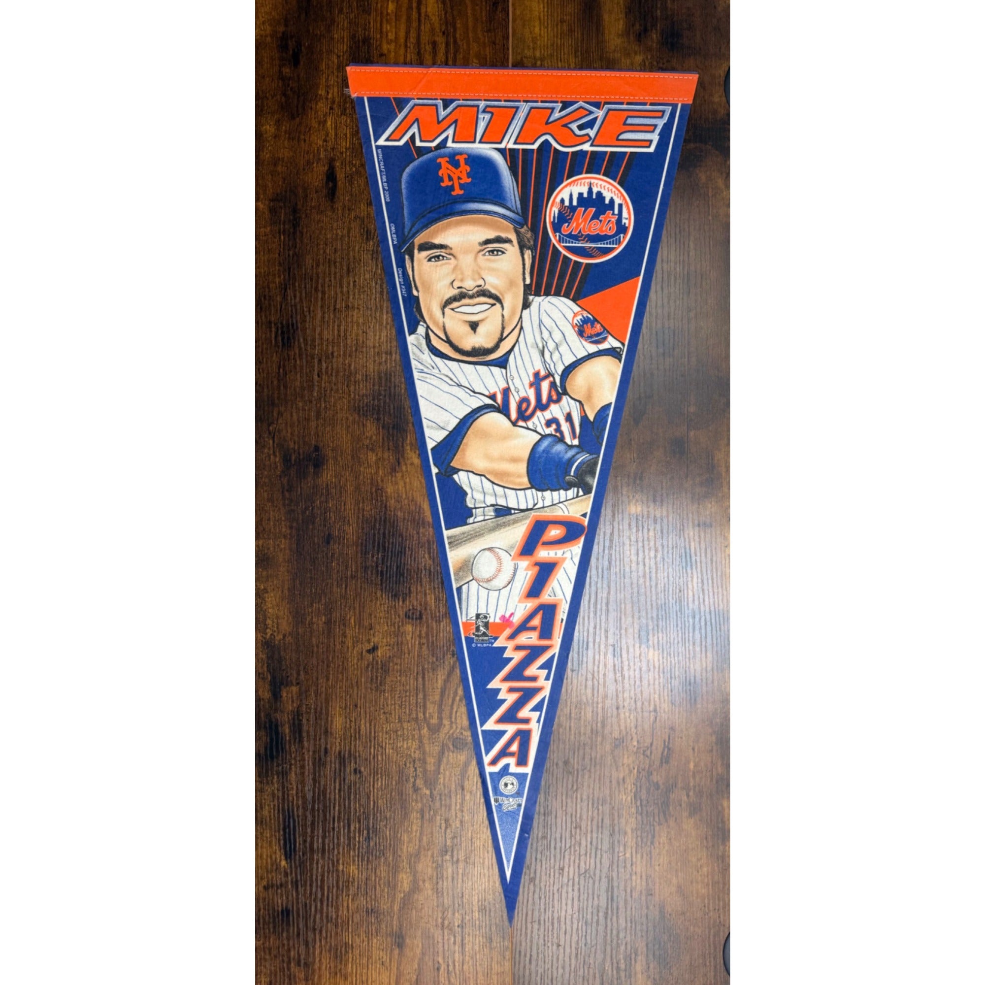 Mike Piazza New York Mets MLB 2000 Vintage Felt Pennant Sports 29.5 inches