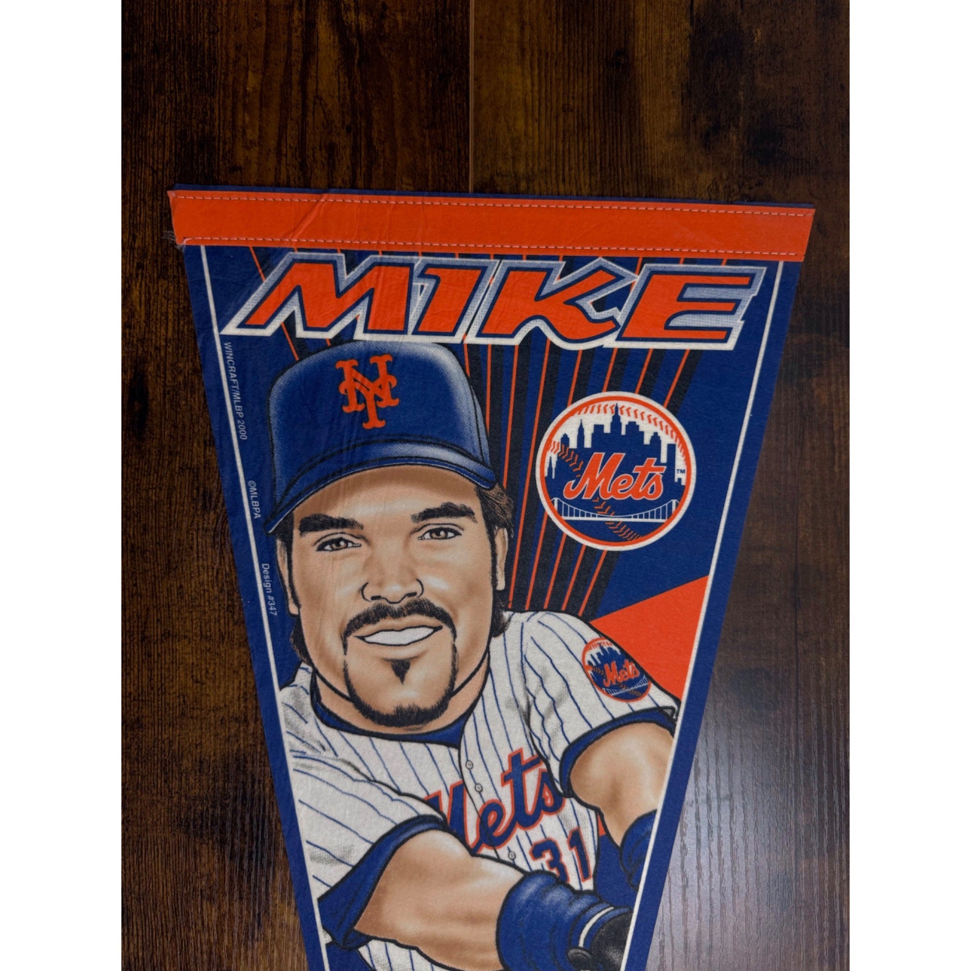 Mike Piazza New York Mets MLB 2000 Vintage Felt Pennant Sports 29.5 inches