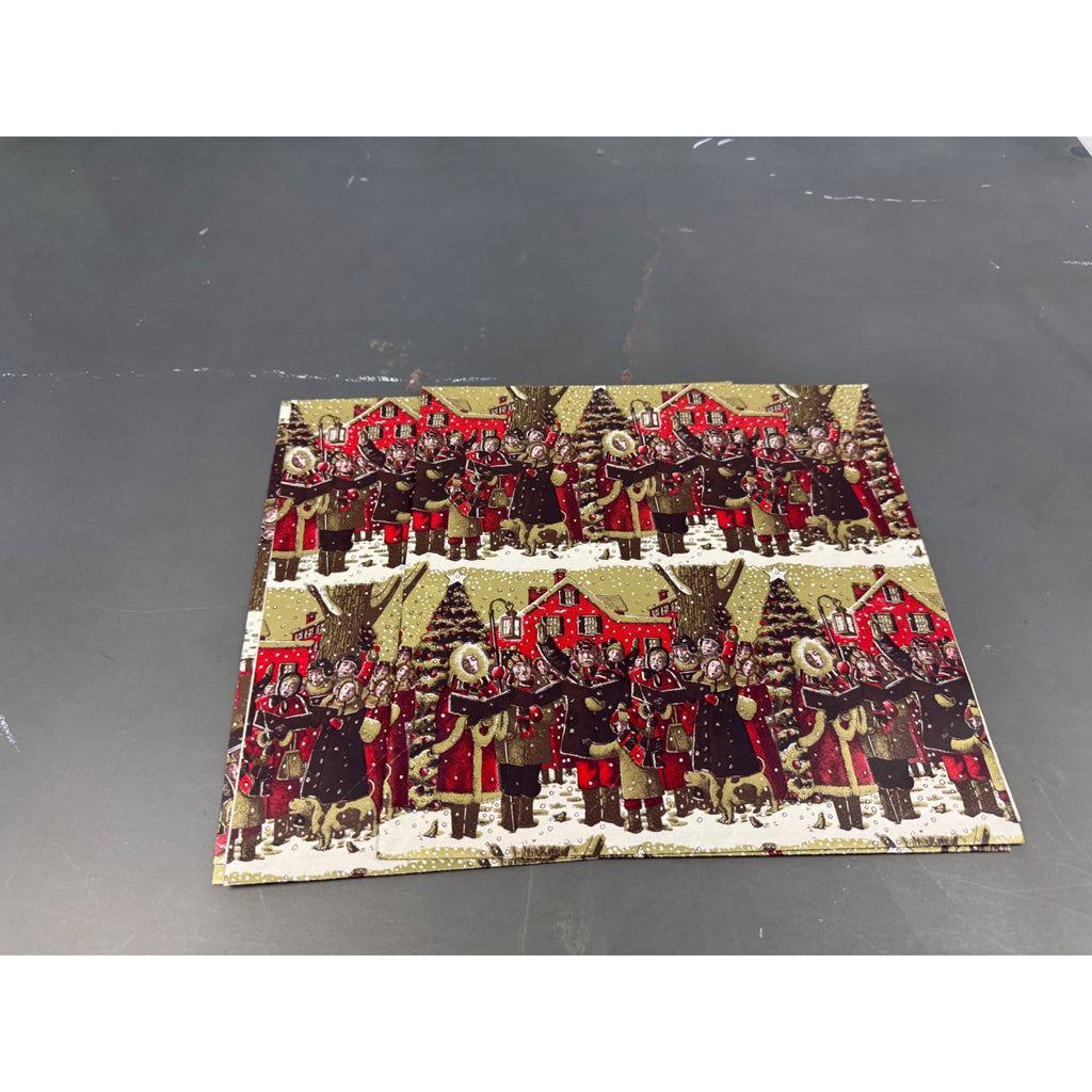 Set of 2 Vintage Christmas wrapping paper squares with 2 designs