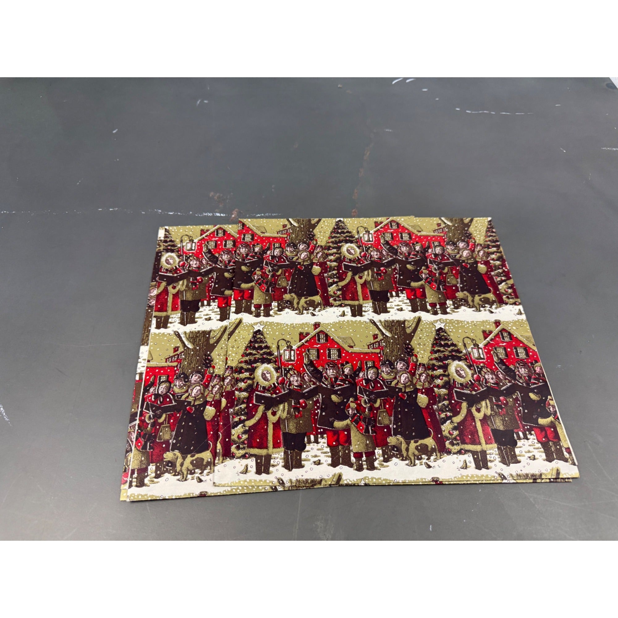 Set of 2 Vintage Christmas wrapping paper squares with 2 designs