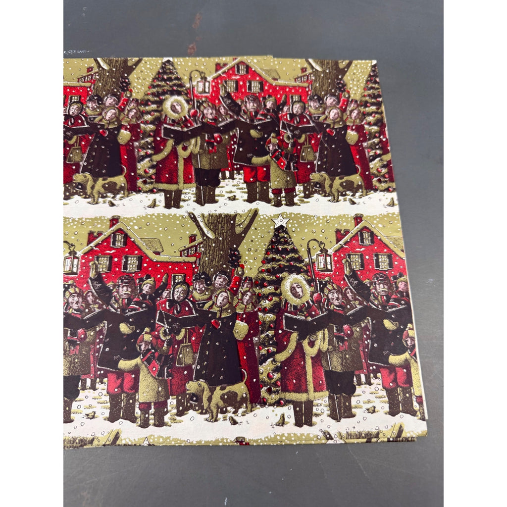 Set of 2 Vintage Christmas wrapping paper squares with 2 designs