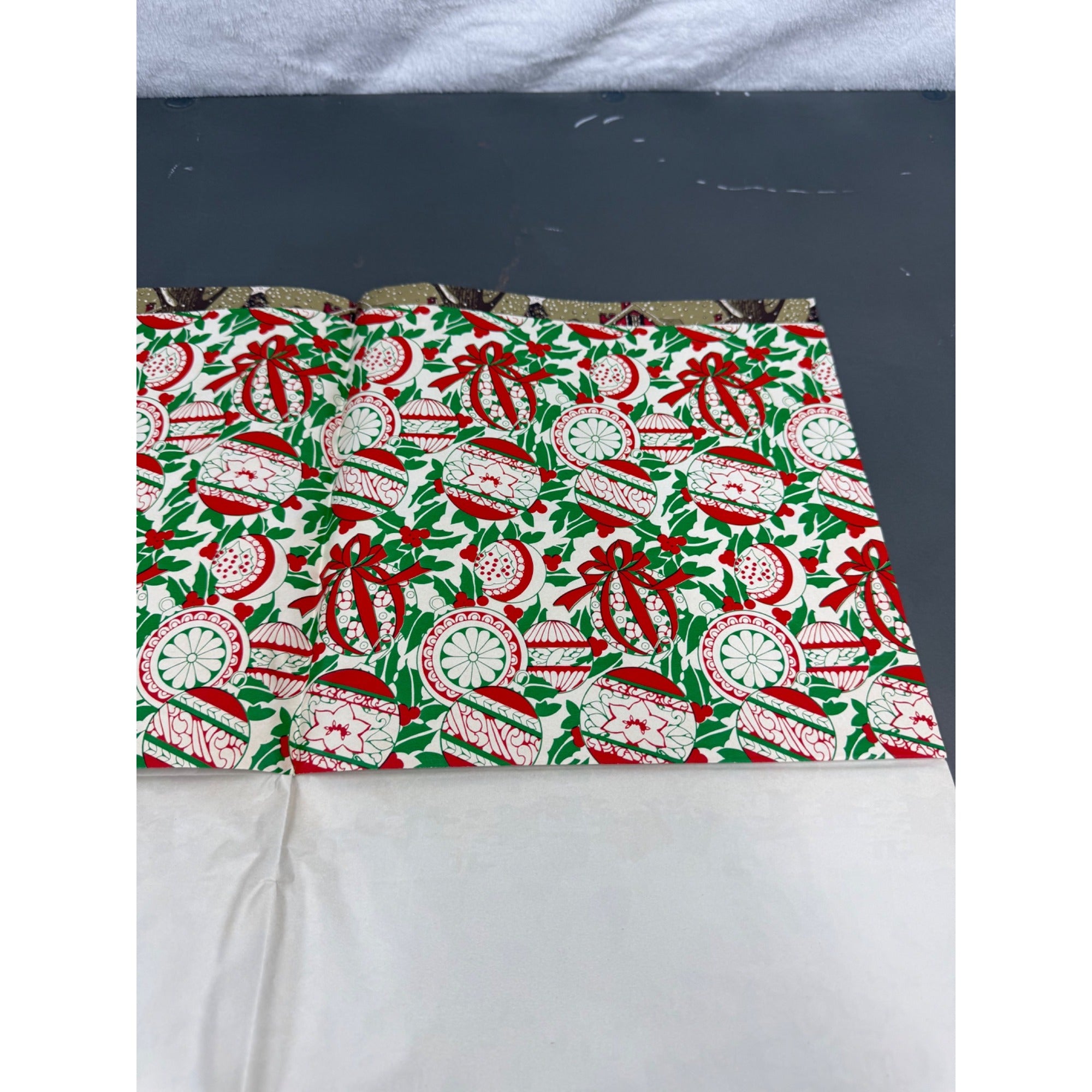 Set of 2 Vintage Christmas wrapping paper squares with 2 designs