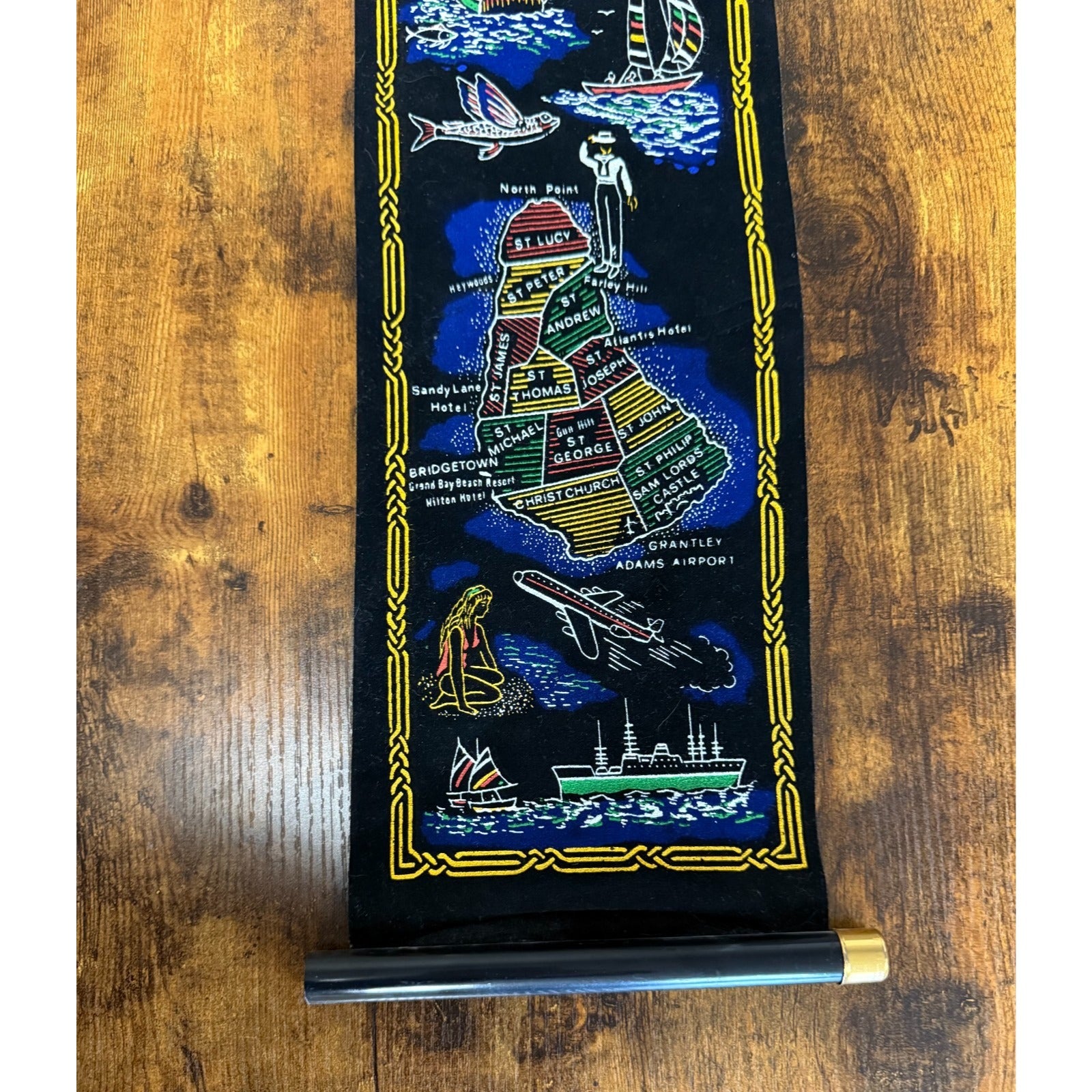 Vintage Barbados "Island in the Sun" banner black