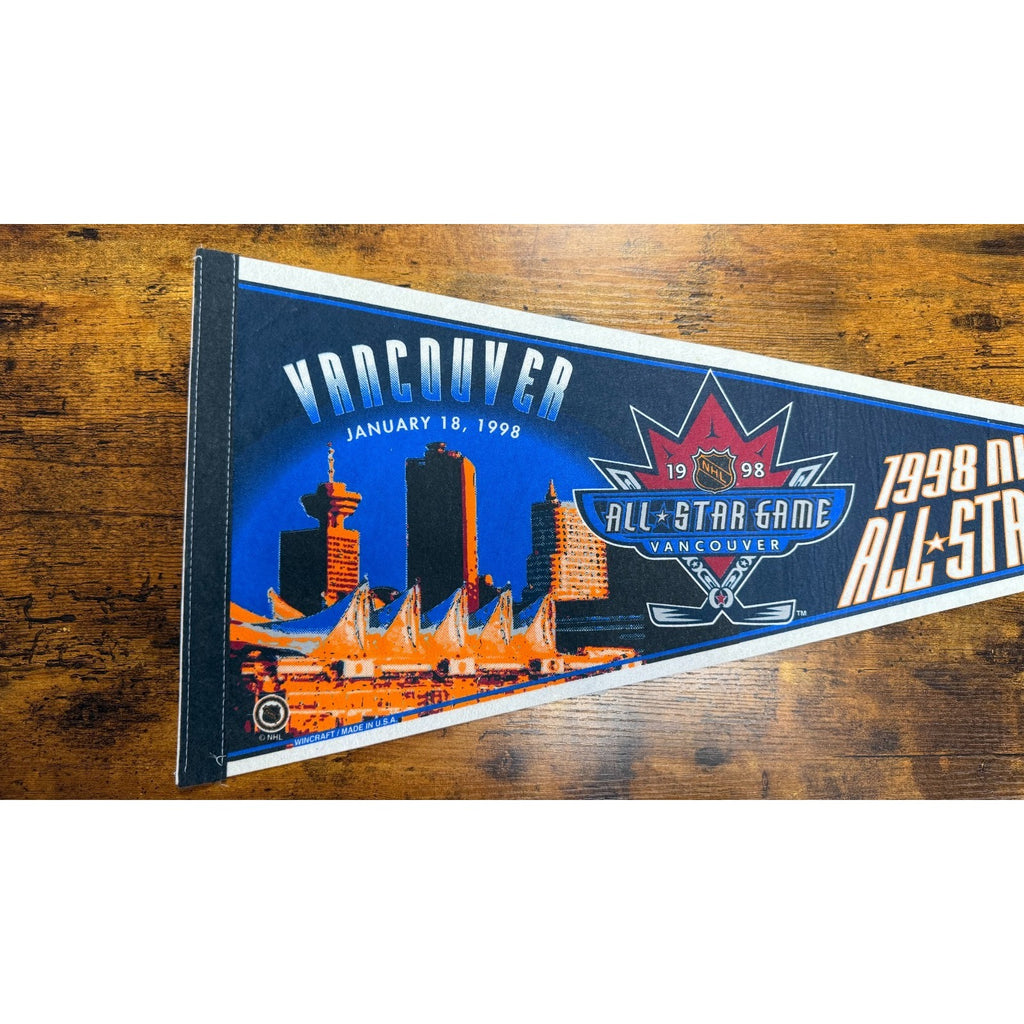 Vintage NHL 1998 All Star Game Vancouver Canucks Hockey Pennant