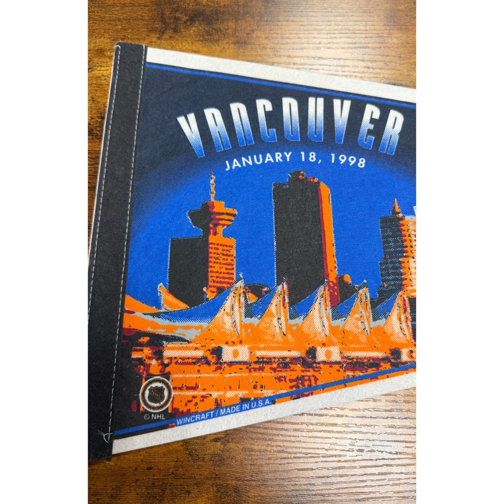 Vintage NHL 1998 All Star Game Vancouver Canucks Hockey Pennant