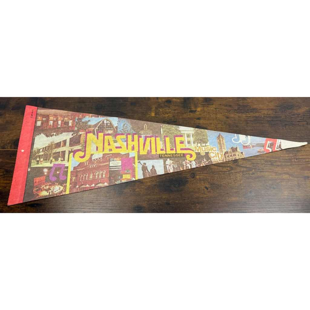 Vintage Nashville Tennessee Music City Pennant 29.5 inches
