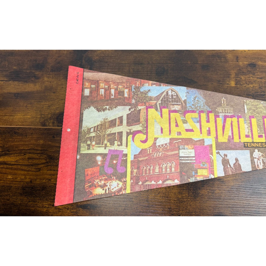 Vintage Nashville Tennessee Music City Pennant 29.5 inches
