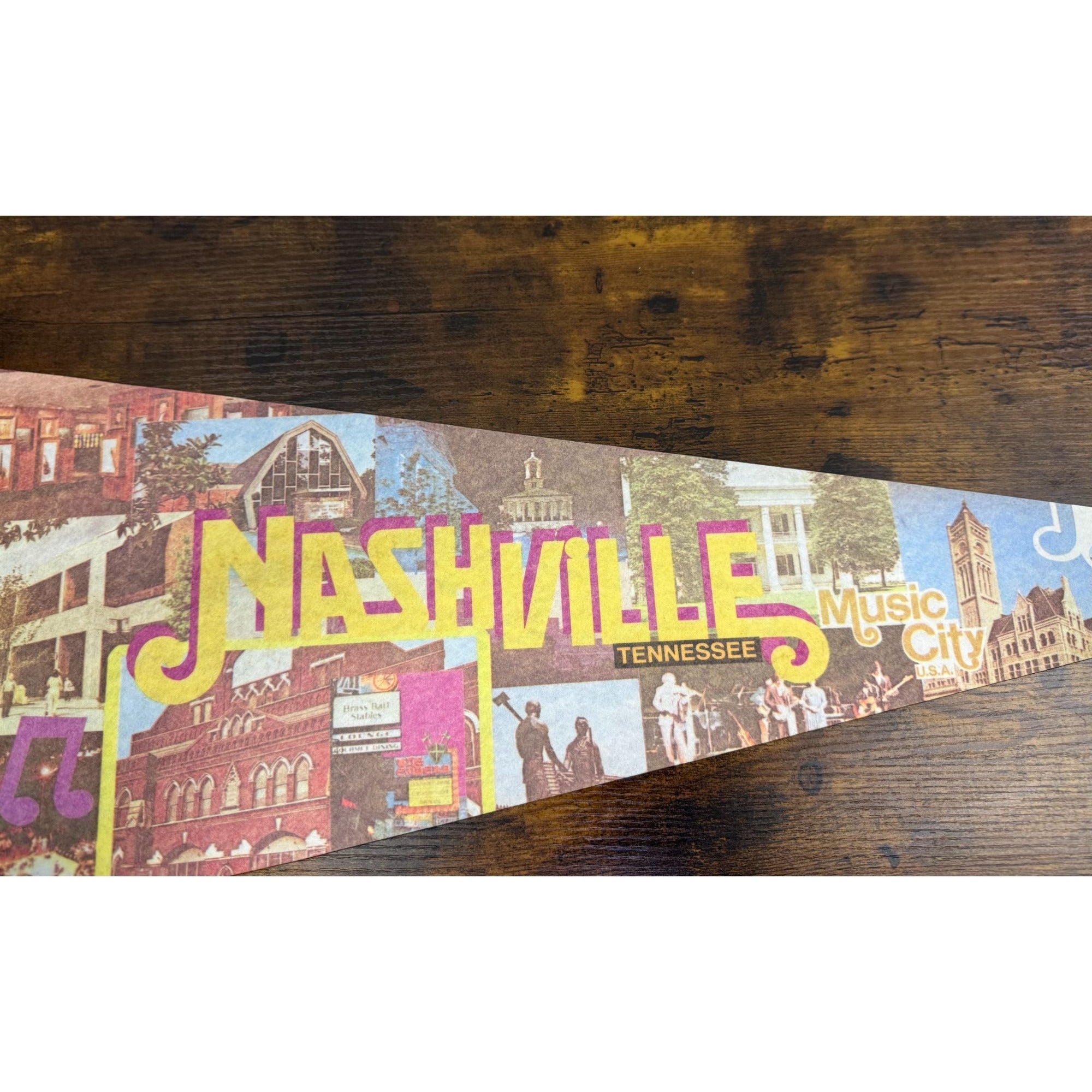 Vintage Nashville Tennessee Music City Pennant 29.5 inches