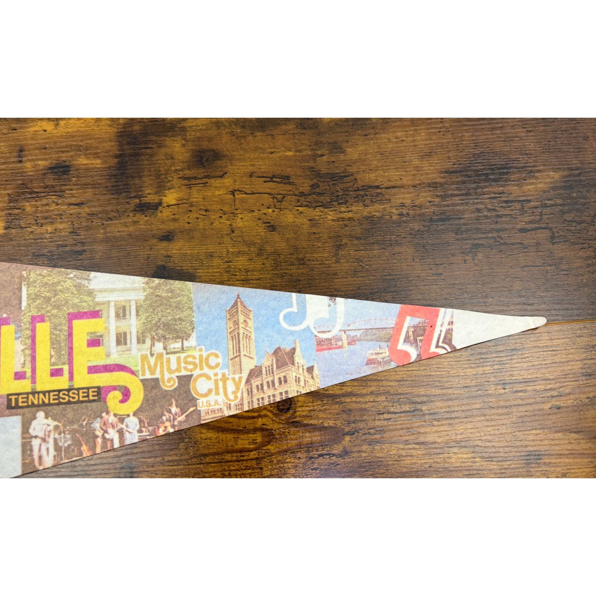 Vintage Nashville Tennessee Music City Pennant 29.5 inches