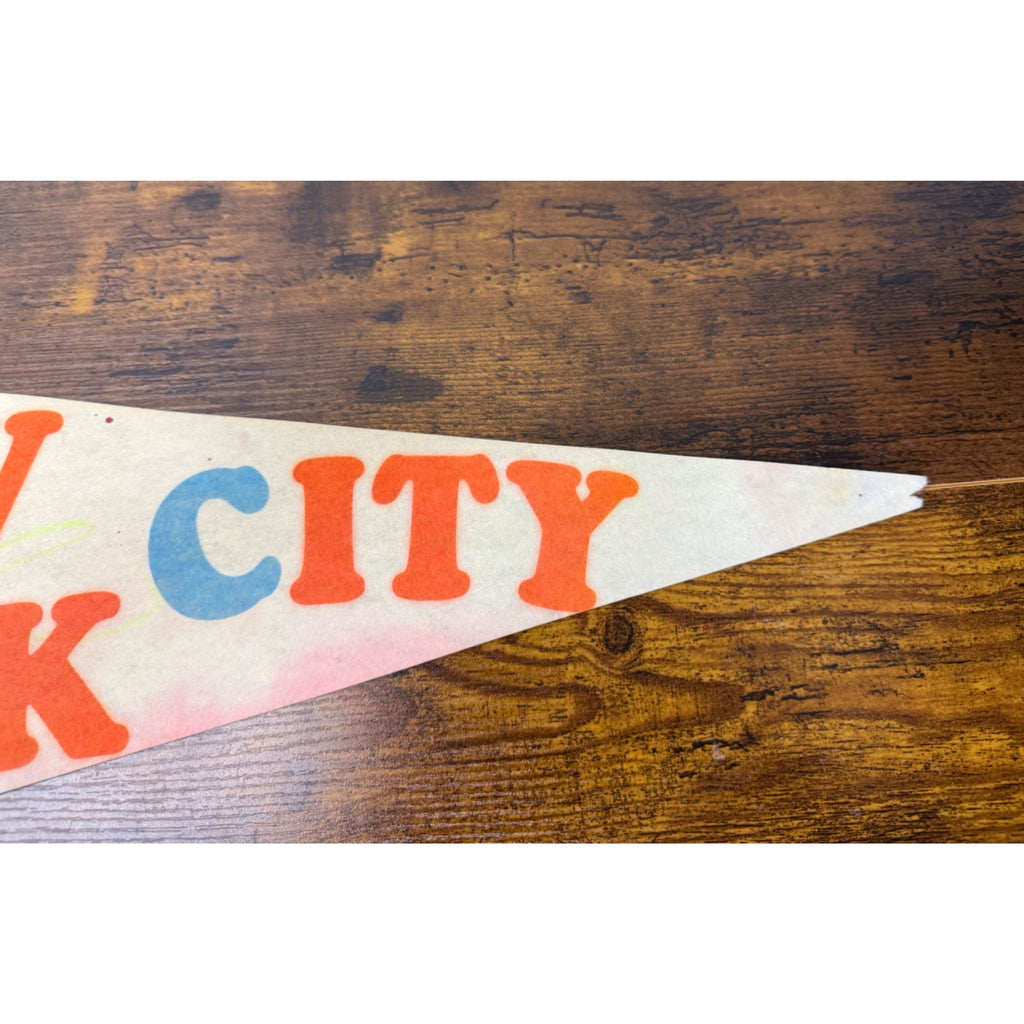 Vintage New York City "The Big Apple" Felt Pennant With Skyline Art