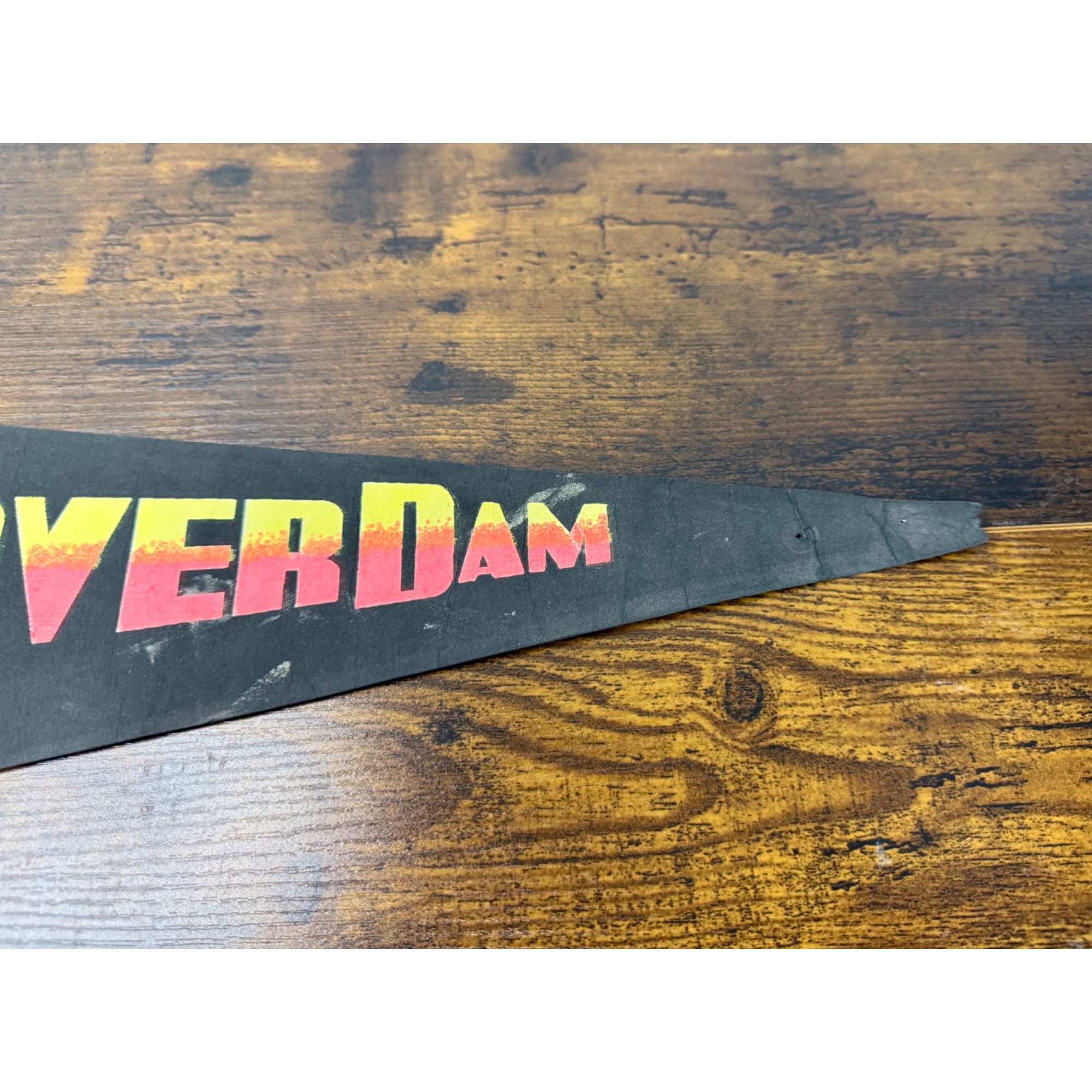 Vintage Hoover Dam Souvenir Felt Pennant With Colorful Graphic Design damaged