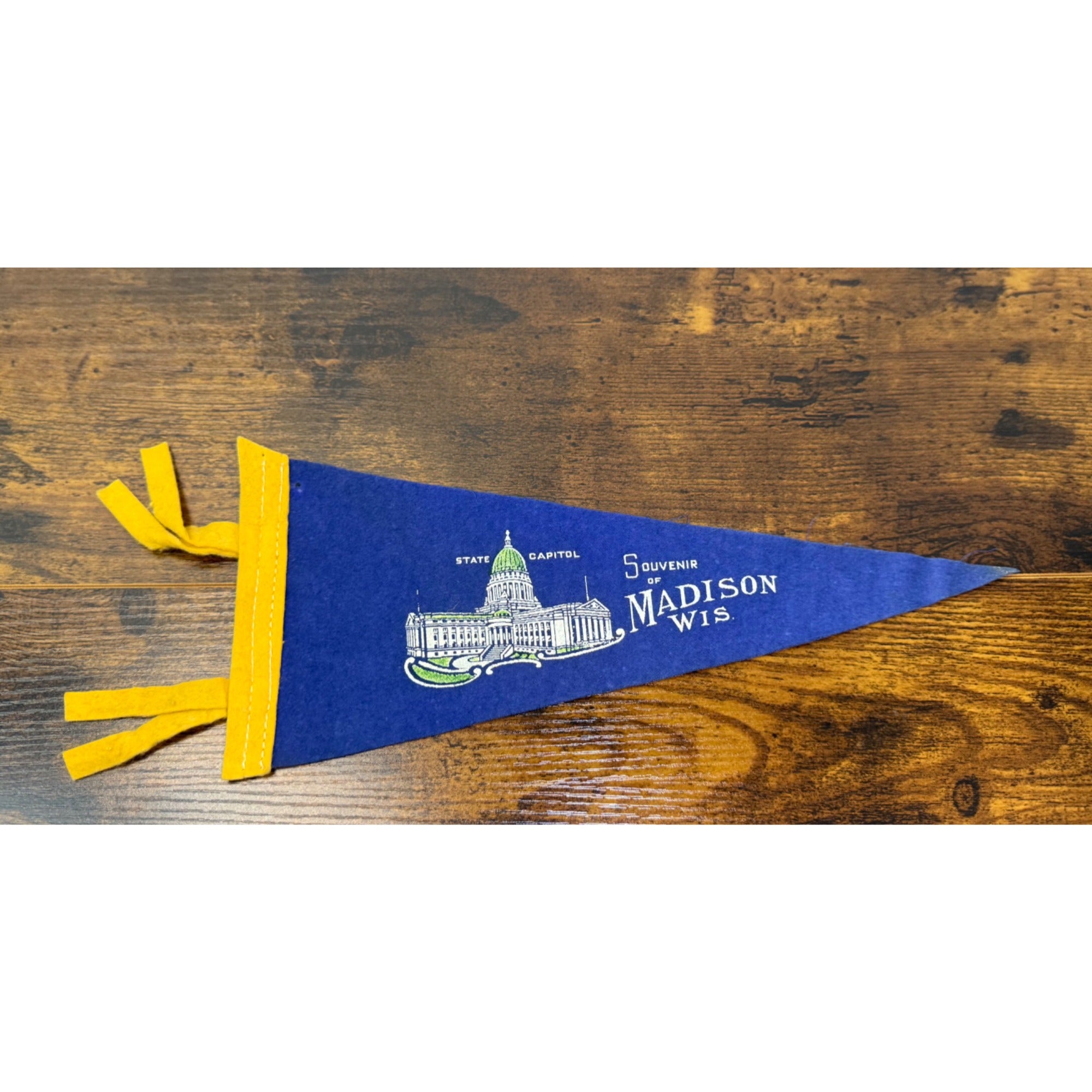 Vintage Madison WI State Capitol Felt Pennant Banner Souvenir