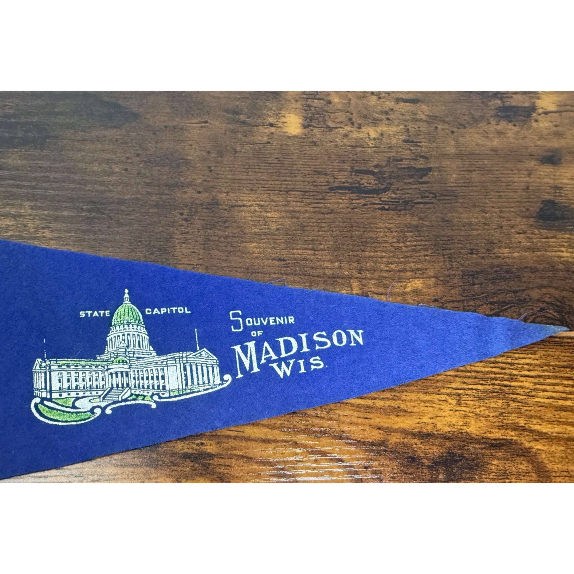 Vintage Madison WI State Capitol Felt Pennant Banner Souvenir