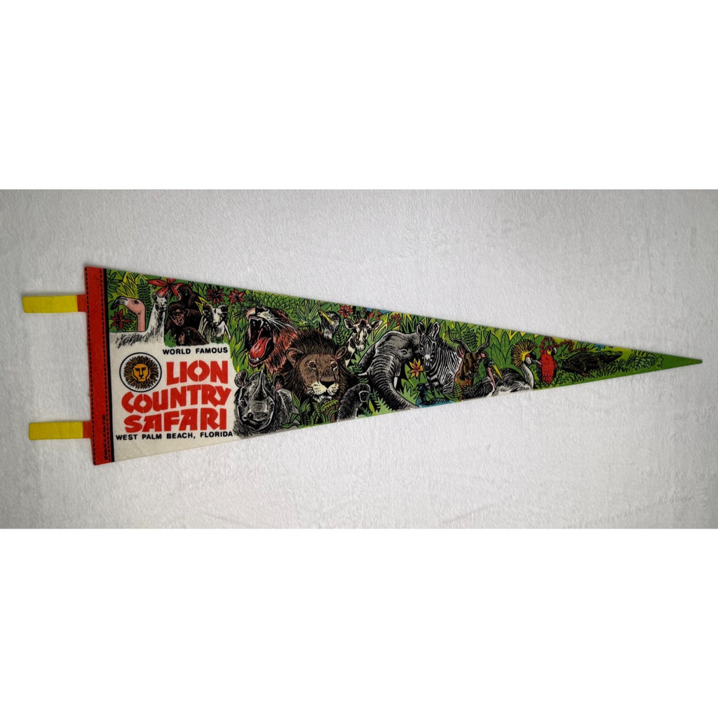 Vintage Lion Country Safari Pennant West Palm Beach Florida Souvenir Flag