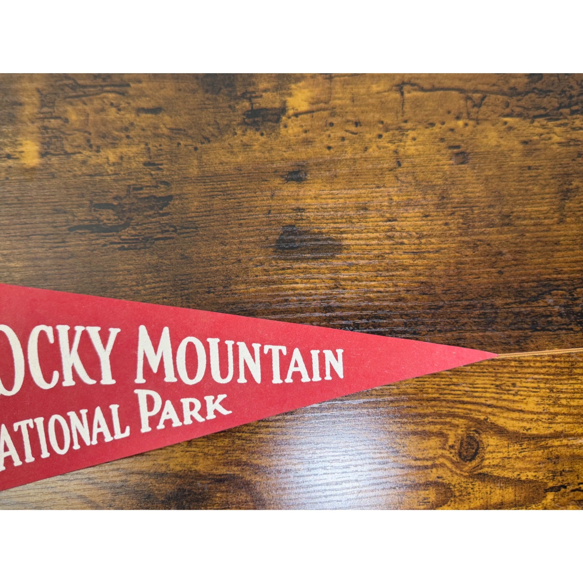 Vintage Rocky Mountain National Park 1977 Felt Pennant - Red