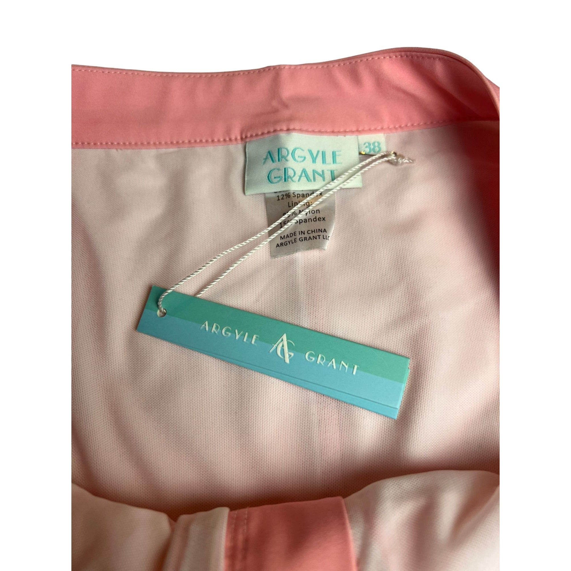 New Men's Argyle Grant pink swim trunks size 38
